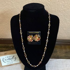 Necklace And Earring Set Earrings are Clip On